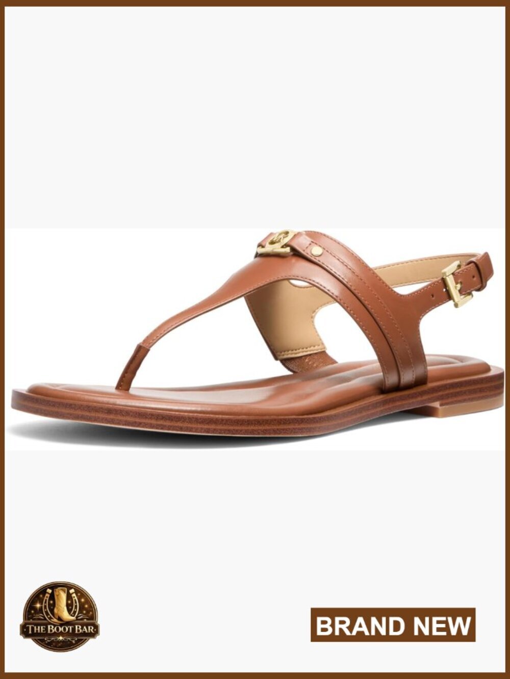 Women's T-Strap Thong Sandal Smooth Leather Molded Footbed Buckle